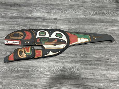 INDIGENOUS CARVING BY LAWRENCE SKOW (Kwakiutl band) 50” WIDE