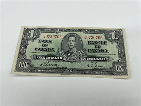 1937 CANADIAN ONE DOLLAR BILL