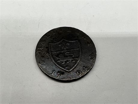 COPPER COIN / TOKEN DATED 1794 - AUTHENTICATION UNKNOWN