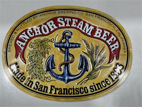 METAL ANCHOR STEAM BEER SIGN - 14” X 10”