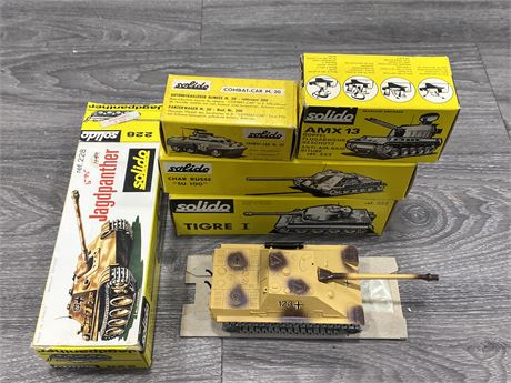 5 VINTAGE SOLIDO DIECAST GERMAN TANKS - MADE IN FRANCE