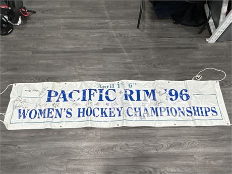 IIHF BANNER SIGNED BY ENTIRE TEAM INCLUDING HAYLEY WICKENHEISER & OTHERS