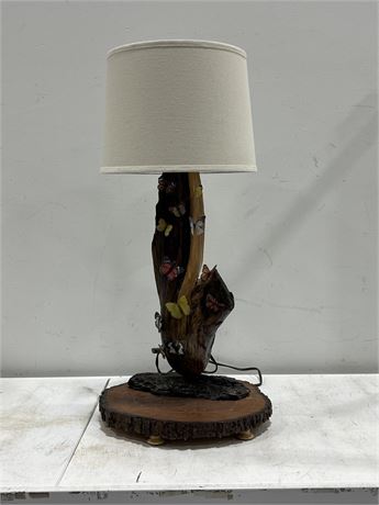 VINTAGE FOLK ART / BUTTERFLY LAMP (33” tall)