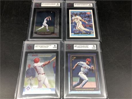 4 KSA GRADED 8 MLB CARDS
