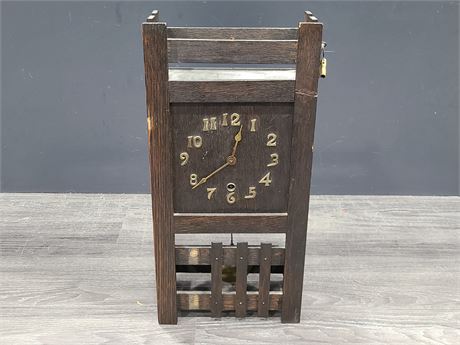 ANTIQUE SESSION MECHANICAL WALL CLOCK (17"tall)