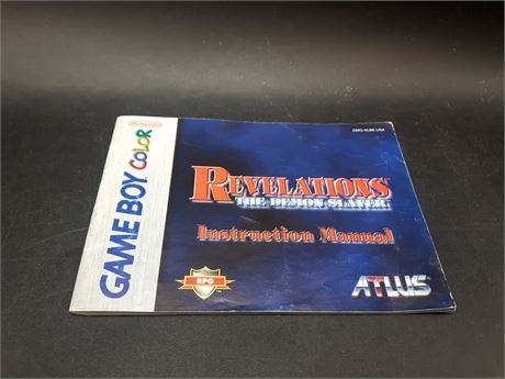 RARE - REVELATIONS THE DEMON SLAYER MANUAL ONLY - GAMEBOY COLOR