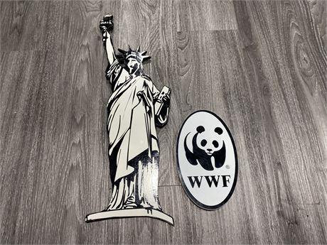 WWF & STATUE OF LIBERTY WOOD PLAQUES