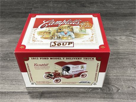 NEW IN BOX DIECAST CAMPBELLS SOUP 1912 FORD MODEL T DELIVERY TRUCK