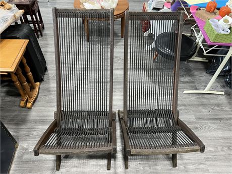 2 VINTAGE WOOD PATIO CHAIRS
