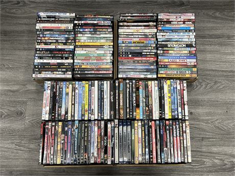 4 TRAYS OF DVDS