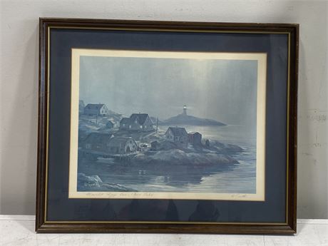 FRAMED / SIGNED PICTURE MOON LIT PEGGY’S COVE NOVA SCOTIA (21X17”)