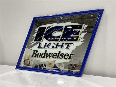 1994 BUDWEISER ICE LIGHT BAR MIRROR/SIGN (25”x21”)
