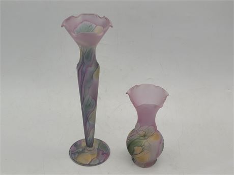 2 NOUVEAU ART GLASSES - VASES (10"tall)