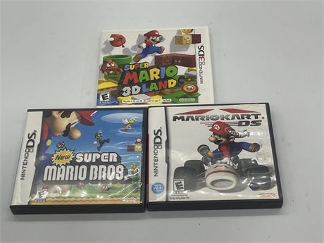 3 MARIO DS/3DS GAMES CIB