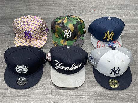 LOT OF 6 NEW YORK YANKEES HATS