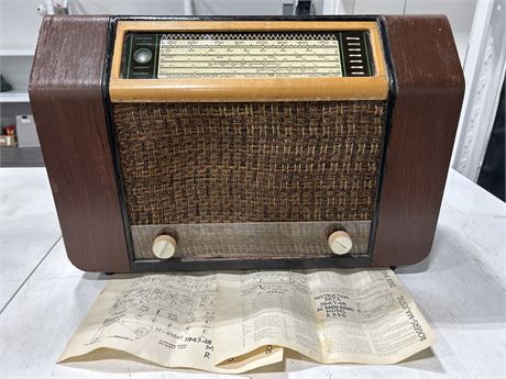 ROGERS MAJESTIC 1947 AC TUBE RADIO PHONE MODEL R 335 - WORKING W/INSTRUCTIONS