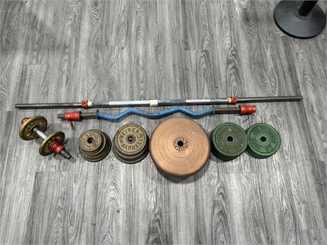 WEIDER WEIGHTS 175LBS = 80KG TOTAL - STRAIGHT BAR / OTHER MISC BARS