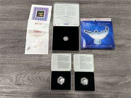 2 STERLING SILVER COINS & MILLENNIUM COIN