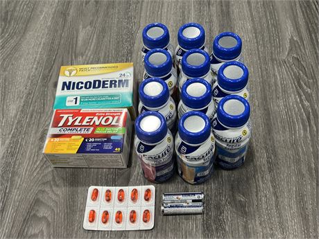 LOT OF OVER THE COUNTER HEALTH PRODUCTS - ENSURE, TYLENOL, NICODERM & ECT