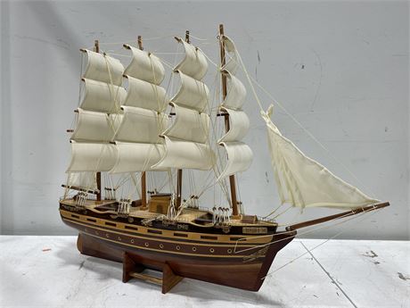 GORGEOUS INTRICATE LARGE TEAK FRENCH GALLEON - FRANCE II - 27” X 21”