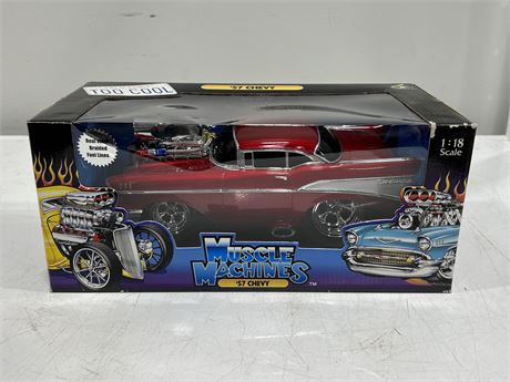 1:18 SCALE MUSCLE MACHINES 57’ CHEVY DIECAST CAR